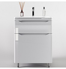 Тумба под раковину Style Line Марелла 60 Люкс Plus СС-00002396 Белый глянец антискрейтч