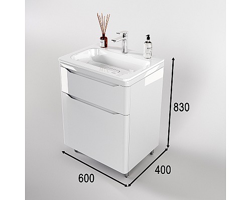 Тумба под раковину Style Line Марелла 60 Люкс Plus СС-00002396 Белый глянец антискрейтч