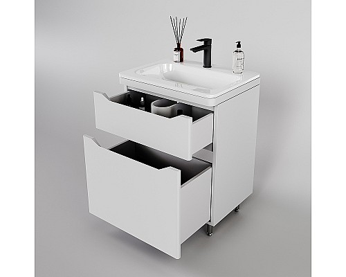 Тумба под раковину Style Line Марелла 60 Люкс Plus СС-00002395 Белый матовый антискрейтч