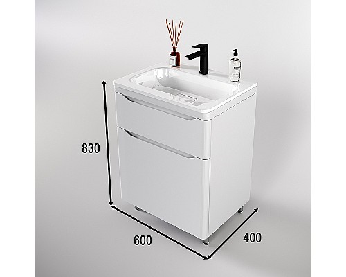 Тумба под раковину Style Line Марелла 60 Люкс Plus СС-00002395 Белый матовый антискрейтч