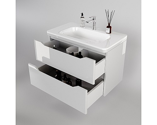 Тумба под раковину Style Line Марелла 80 Люкс Plus СС-00002411 подвесная Белый глянец антискрейтч