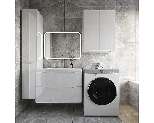 Тумба под раковину Style Line Марелла 80 Люкс Plus СС-00002411 подвесная Белый глянец антискрейтч