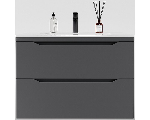 Тумба под раковину Style Line Марелла 80 Люкс Plus СС-00002412 подвесная Серый матовый антискрейтч