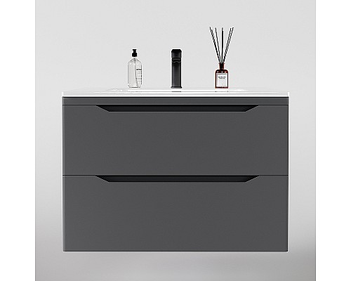 Тумба под раковину Style Line Марелла 80 Люкс Plus СС-00002412 подвесная Серый матовый антискрейтч