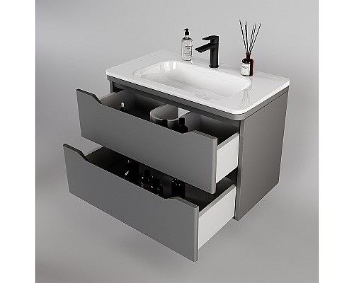 Тумба под раковину Style Line Марелла 80 Люкс Plus СС-00002412 подвесная Серый матовый антискрейтч