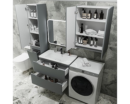 Тумба под раковину Style Line Марелла 80 Люкс Plus СС-00002412 подвесная Серый матовый антискрейтч