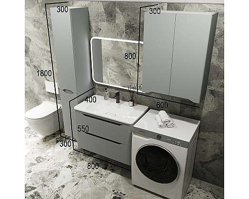 Тумба под раковину Style Line Марелла 80 Люкс Plus СС-00002412 подвесная Серый матовый антискрейтч