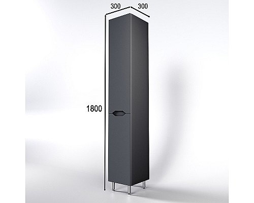 Шкаф пенал Style Line Марелла 30 Люкс Plus СС-00002420 с бельевой корзиной Серый матовый антискрейтч