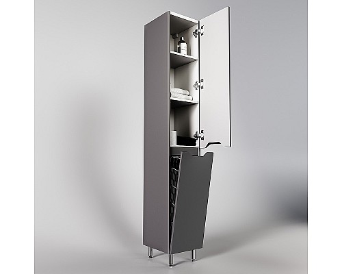 Шкаф пенал Style Line Марелла 30 Люкс Plus СС-00002420 с бельевой корзиной Серый матовый антискрейтч