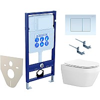 Комплект унитаза с инсталляцией Aquatek Set Aquatek Лея-009 4в1 с сиденьем Микролифт и Белой клавишей смыва