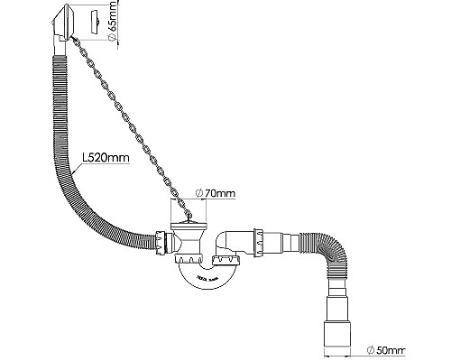 Слив-перелив Nova 1520 с пробкой на цепочке Хром
