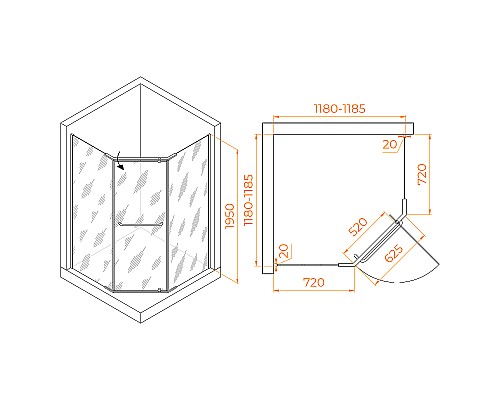 Душевой уголок RGW Passage PA-081 120x120 35088122-11 профиль Хром стекло прозрачное