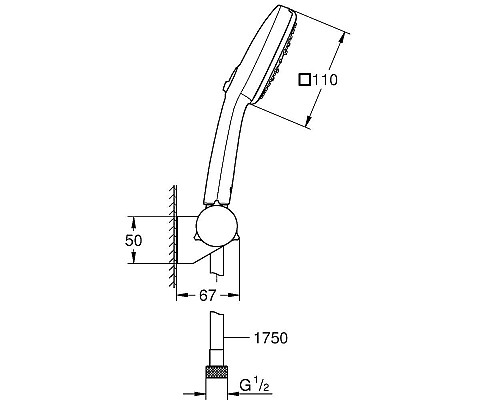 Душевой гарнитур Grohe Tempesta Cube 110 27584003 Хром