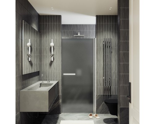 Душевая дверь Maybah Glass MGD-462-5 900x1980 на монопетле Хром матовый стекло графитовое матовое