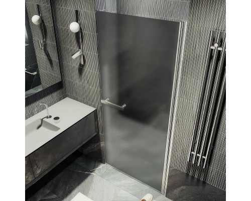 Душевая дверь Maybah Glass MGD-462-5 900x1980 на монопетле Хром матовый стекло графитовое матовое