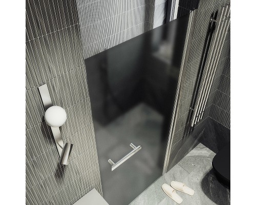 Душевая дверь Maybah Glass MGD-462-5 900x1980 на монопетле Хром матовый стекло графитовое матовое