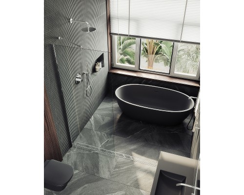 Душевая перегородка Maybah Glass MGD-695-5ш 790x1950 в широком профиле Хром матовый стекло прозрачное