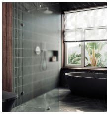 Душевая перегородка Maybah Glass 890x1950 коннектор стена-стекло Хром глянцевый стекло сатиновое