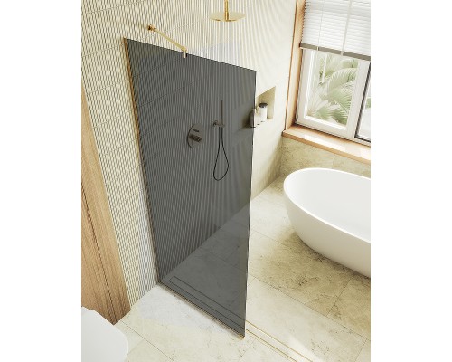 Душевая перегородка Maybah Glass MGD-693-3у 890x1950 в узком профиле Золото стекло графитовое