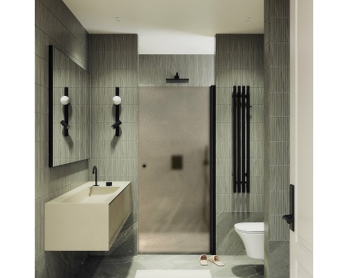 Душевая дверь Maybah Glass MGD-805-6 800x1980 на монопетле Черный стекло бронзовое матовое