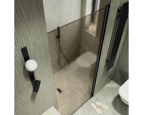 Душевая дверь Maybah Glass MGD-805-6 800x1980 на монопетле Черный стекло бронзовое матовое