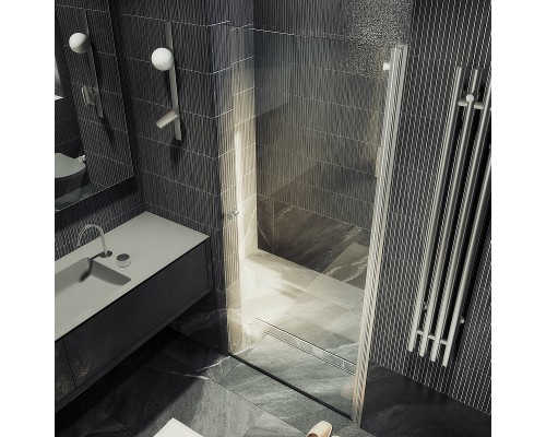 Душевая дверь Maybah Glass MGD-809-5 900x1980 на монопетле Хром матовый стекло прозрачное