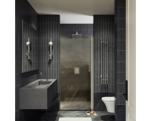 Душевая дверь Maybah Glass MGD-799-5 600x1980 на монопетле Хром матовый стекло бронзовое матовое