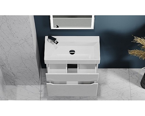 Тумба под раковину Raval Brik 65 Brk.01.65/P/W/RL подвесная Белая