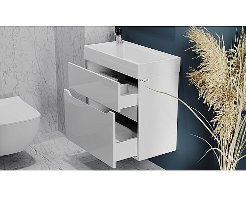 Тумба под раковину Raval Brik 65 Brk.01.65/P/W/RL подвесная Белая
