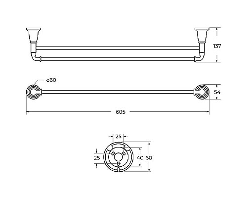 Полотенцедержатель Art&Max Bianchi AM-3648AW-Br двойной Бронза