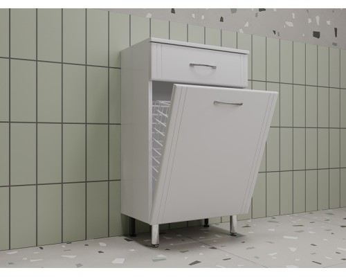 Комод Style Line Эко Стандарт ТН 50 АА00-000042 с бельевой корзиной Белый глянцевый