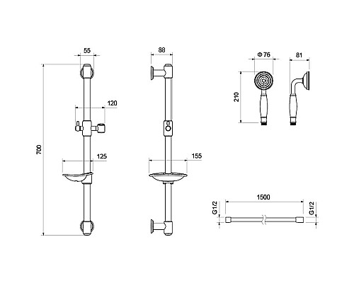 Душевой гарнитур Aquatek Классик 1jet AQ2020CR Хром