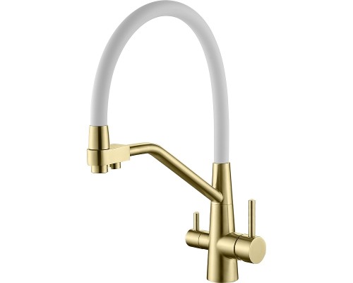 Смеситель для кухни Splenka S71.62.03 Золото матовое Белый