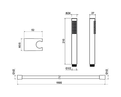 Душевой гарнитур Aquatek Европа 1 jet AQ2034CR Хром