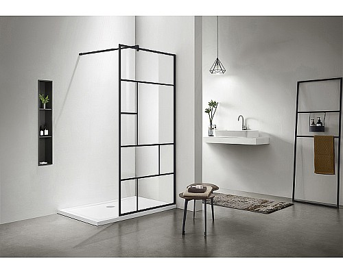 Душевая перегородка Aquatek 100 AQ WIW Print 10020BL профиль Черный стекло прозрачное