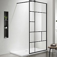 Душевая перегородка Aquatek 100 AQ WIW Print 10020BL профиль Черный стекло прозрачное