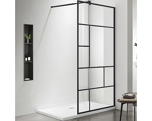 Душевая перегородка Aquatek 100 AQ WIW Print 10020BL профиль Черный стекло прозрачное