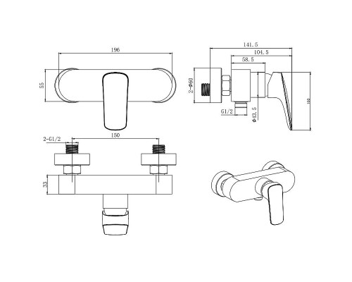 Смеситель для душа Aquatek Вега AQ1032CR Хром