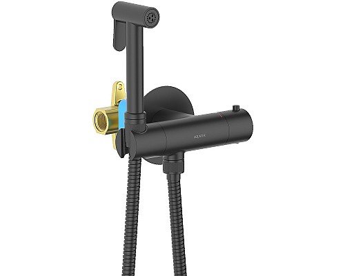 Гигиенический душ со смесителем Aquatek Оберон AQ1027MB с термостатом Черный матовый