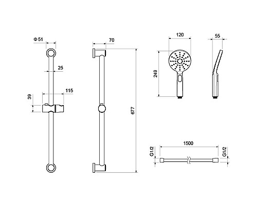 Душевой гарнитур Aquatek Оберон 3jet AQ2016CR Хром
