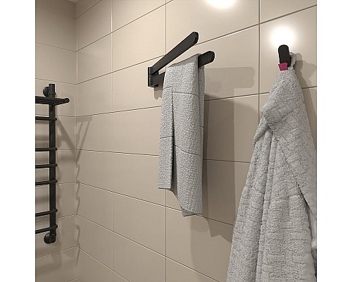 Полотенцедержатель Altasan Лотос ЛТ61ЧМ двойной поворотный Черный матовый