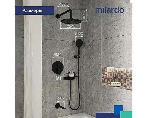 Душевая система Milardo Rora RORBL03M68 Черная матовая