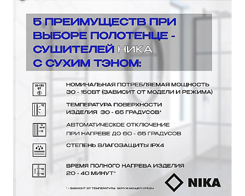 Электрический полотенцесушитель Ника Way-2 60/40 U с полкой Хром Электрический полотенцесушитель Ника Way-2 60/40 U с полкой Хром