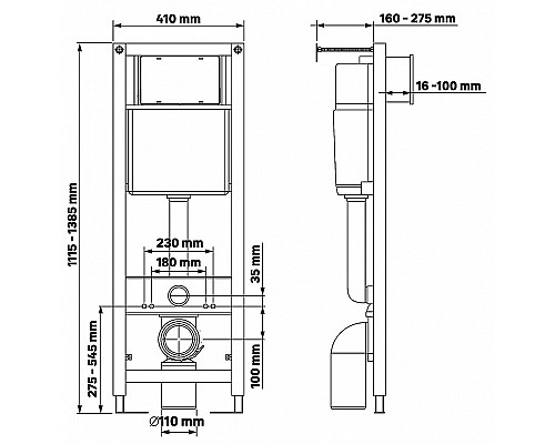 Инсталляция Berges Atom 040330 для унитаза без клавиши смыва