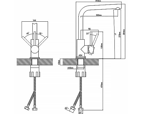 Смеситель для кухни Florentina Дельта Fl Ультра 313.06H.1123.501 Нуар