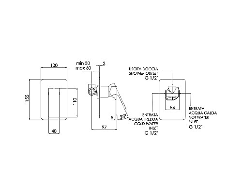 Смеситель для душа Remer Absolute AU30 Хром