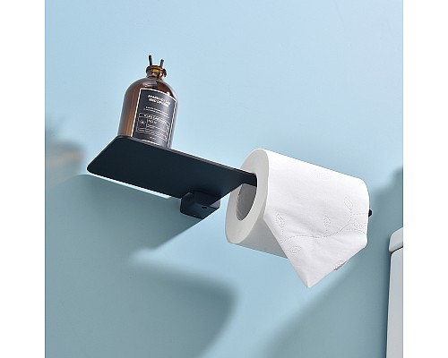 Держатель туалетной бумаги Raglo R301.03.06 с полкой Черный матовый
