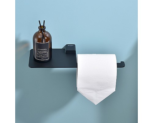 Держатель туалетной бумаги Raglo R301.03.06 с полкой Черный матовый