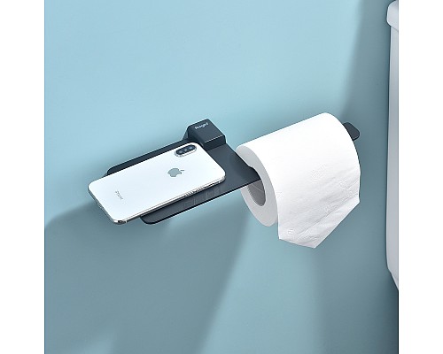 Держатель туалетной бумаги Raglo R301.03.06 с полкой Черный матовый