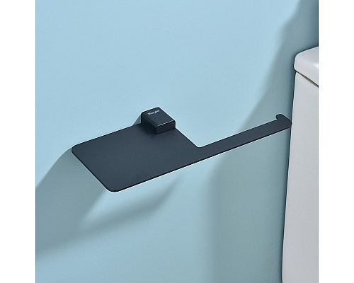 Держатель туалетной бумаги Raglo R301.03.06 с полкой Черный матовый